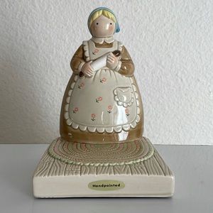Vintage 70s Otagiri Ceramic Bookend Rolling Pin Lady